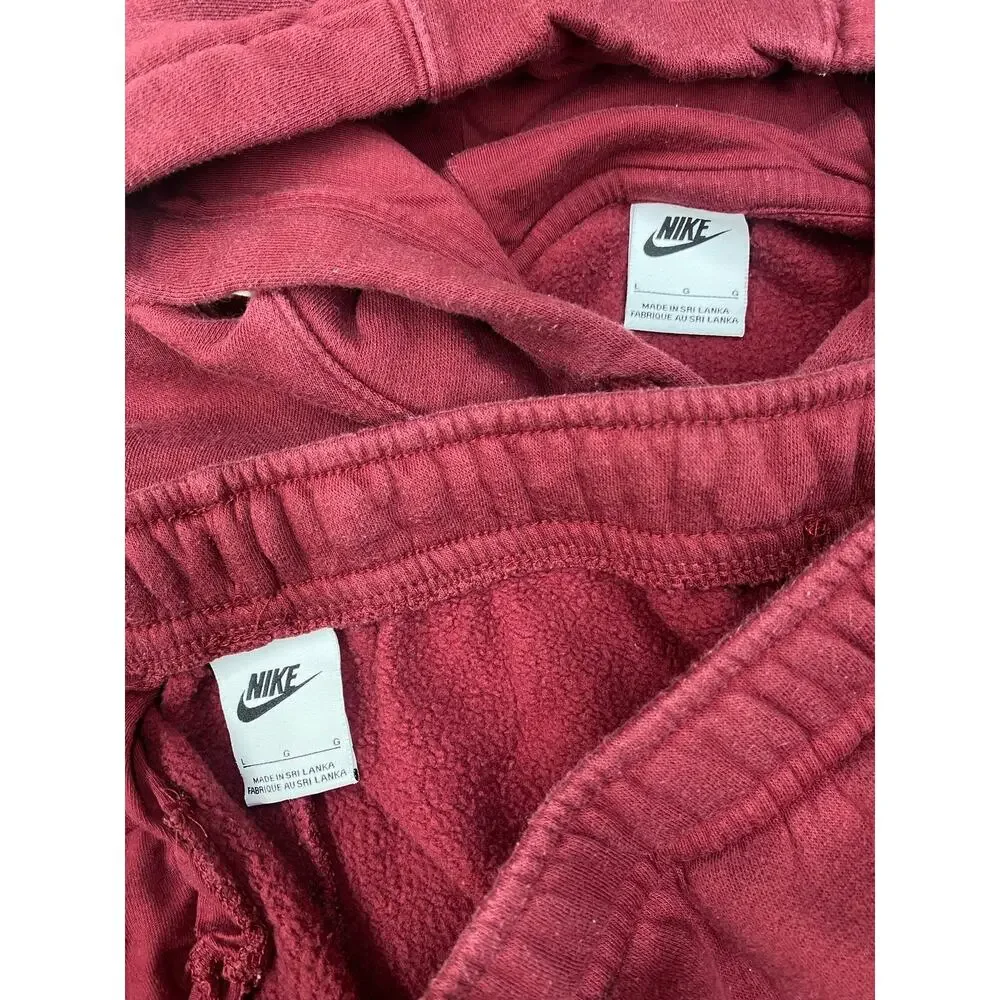 Men Nike Club Fleece Patch hoodie jogger sweatpants 2-piece sweatsuit set, L